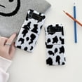 thumbnail image 2 of Warm Plush Folding Case for Samsung Galaxy Z Flip4, Milk Cow Pattern Cute Protective Case with Beaded Chain Wrsit Strap Cold Weather Autumn Winter Slim Phone Cover for Women Girls,Black+White+Chain, 2 of 10