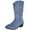 Blue, variant on Women's Mid Calf Boots Suede Embroidery Winter Casual Shoes Comfortable Heel Booties for Daily Outfits
