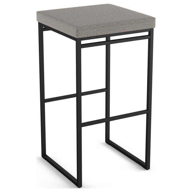 Amisco Easy 30 in. Bar Stool - Silver Grey Polyester / Black Metal
