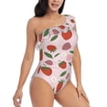 thumbnail image 3 of Gukieu Floral Strawberr Print One-shoulder Ruffled One-piece Swimsuit with Removable Chest Pads and Tummy-control Swimsuit for Women-Large, 3 of 6