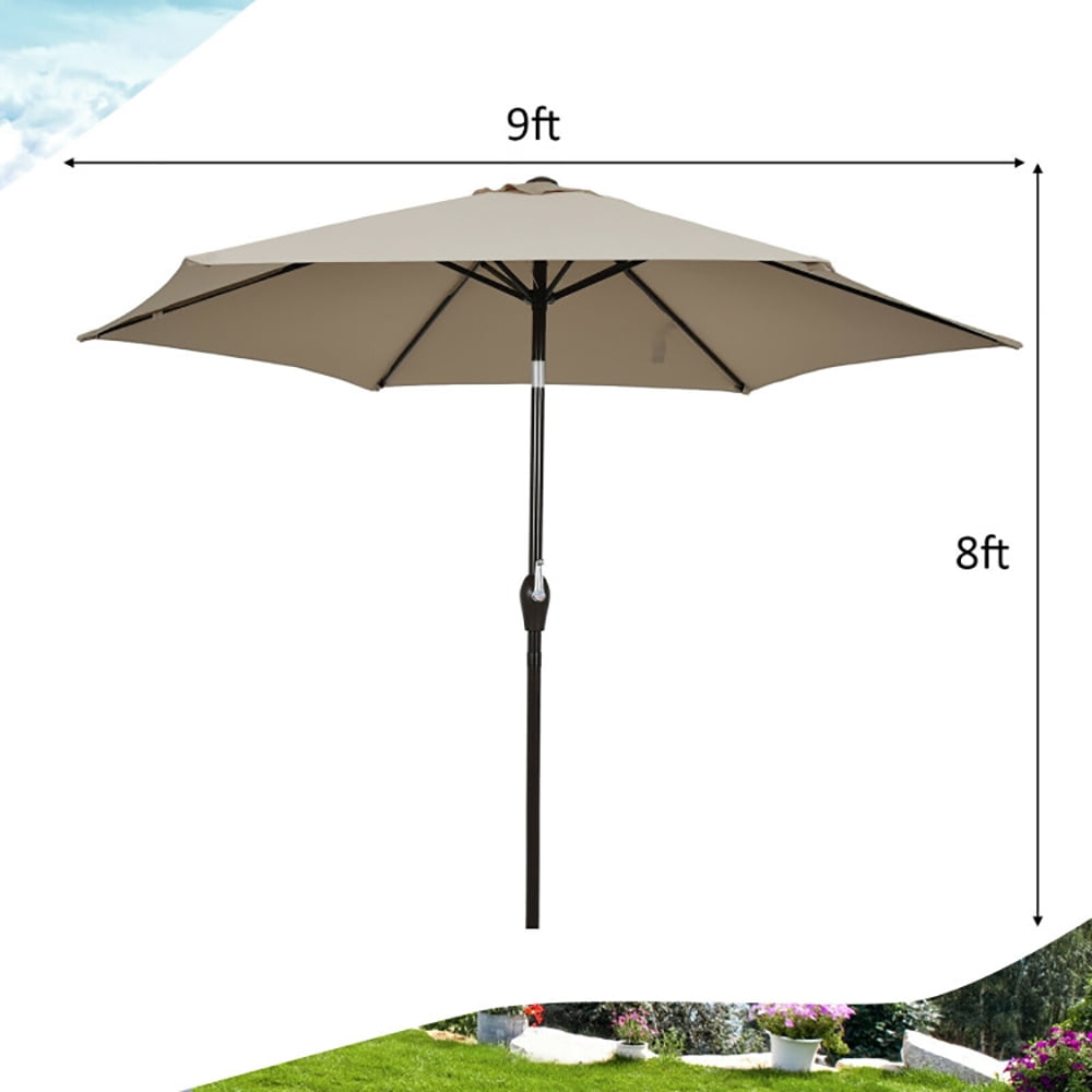 Aimee Lii 9 ft Outdoor Market Patio Table Umbrella Push Button Tilt Crank Lift, Table Umbrella Outdoor Patio, Tan Aimee Lii 9 ft Outdoor Market Patio Table Umbrella Push Button Tilt Crank Lift, Table Umbrella Outdoor Patio, Tan