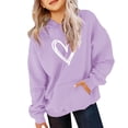 thumbnail image 2 of UACY Girls Preppy Heart Sweatshirts Oversized Pullover Sweatshirt Kids Fall Winter Long Sleeve Cute Trendy Hoodies ﻿ (Light Violet, 5-6 Years), 2 of 6