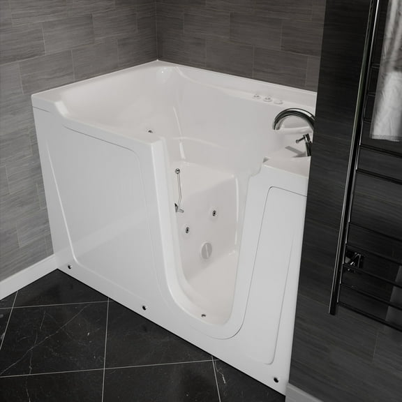 Meditub Collection 36 in. L x 60 in. W Whirlpool Jetted Bathtub with Right Drain in White with Powered Fast Drain