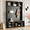 Black + Particle Board+MDF-1, variant on Farmhouse 4-in-1 Hall Tree with 6 Hooks - Walnut Entryway Bench with Shelves, Wooden Style Rustic Shoe Organizer with 16 Open Compartments for Mudroom, Living Room, Entryway
