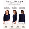 thumbnail image 3 of QUALFORT Sweaters for Women, Lightweight V Neck Long Sleeve Pullover Sweater, Soft Knit Women's Sweater Top, Navy XL, 3 of 7