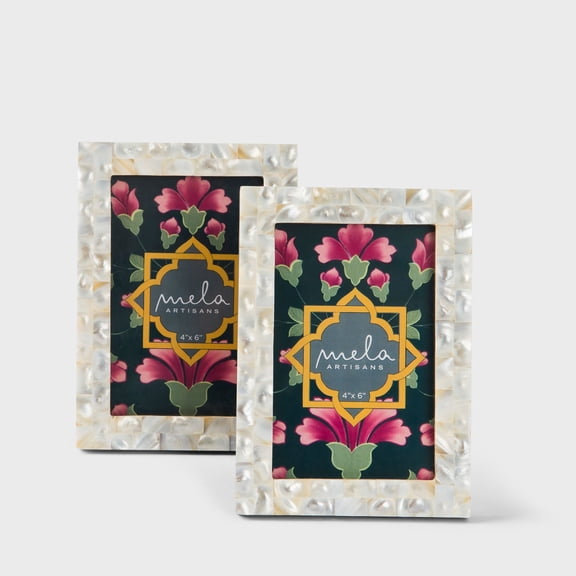 Mela Artisans Mother of Pearl Inlay Photo Frame Set of 2 – 4x6