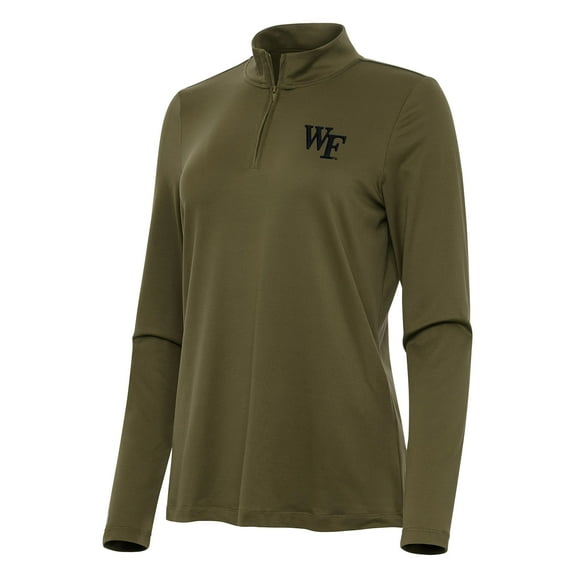 Women's Antigua Olive Wake Forest Demon Deacons Reprocess Quarter-Zip Top