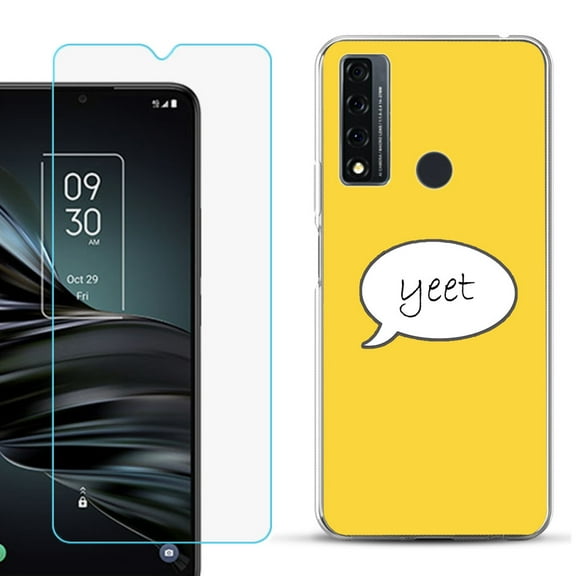 Slim-Fit Fashion Phone Case for TCL 20 XE, with Tempered Glass Screen Protector, by OneToughShield ® - Yeet