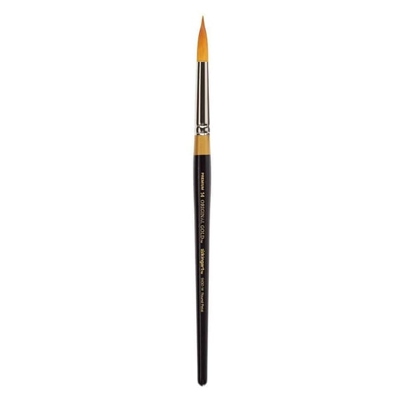 Kingart Original Gold, 9430 Round Floral Petal Series, Premium Golden Taklon Brushes, All Ages