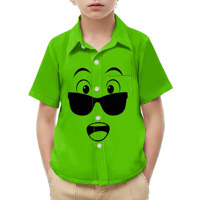 Blusa y camisa de manga corta con cuello vuelto para niños y niñas, moda, estampado bonito con bolsillo, camisa informal de manga corta para niño.