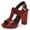 Red, variant on YDN Women's T-Strap Chunky High Heel Sandals Buckled Strap Platform Open Toe Slingback Pumps Dress Office Party Shoes Size 7 Brown