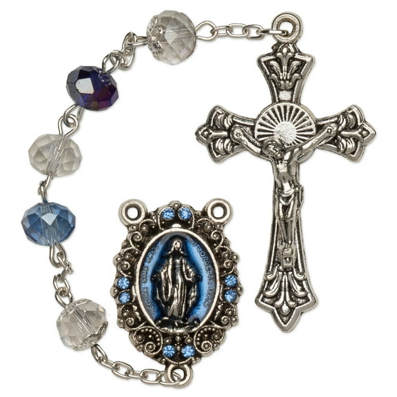 Women's Medium Multi Colored Catholic Rosary Beads, Crystal beads