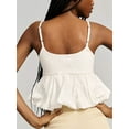 thumbnail image 5 of Bubble Tank Tops Women Y2k Ruffle Hem Spaghetti Strap Going Out Crop Tops Sleeveless Babydoll - Shirts White S, 5 of 6