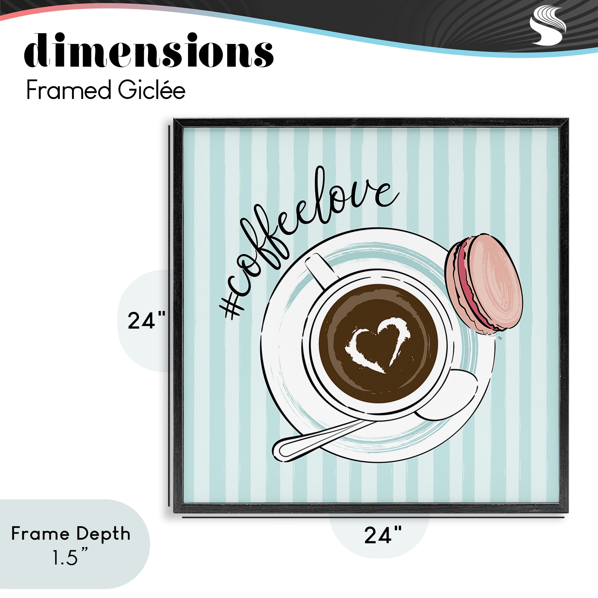Stupell Industries Coffee Love Hashtag Black Framed Giclee Art, design by Martina Pavlova