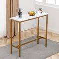 thumbnail image 5 of Andeworld Modern Rectangle Bar Table White Faux Marble Kitchen Dining Table 41" Bar Height Pub Table for Living Room Dining Room Entryway Console Table with Gold Metal Frame, 5 of 7