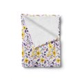 thumbnail image 2 of Watercolor Soft Flannel Fleece Throw Blanket, Yellow Wildflowers Spring Garden Botanical Foliage with Herbs, Cozy Plush for Indoor and Outdoor Use, 60" x 80", Yellow Purple White, by Ambesonne, 2 of 6