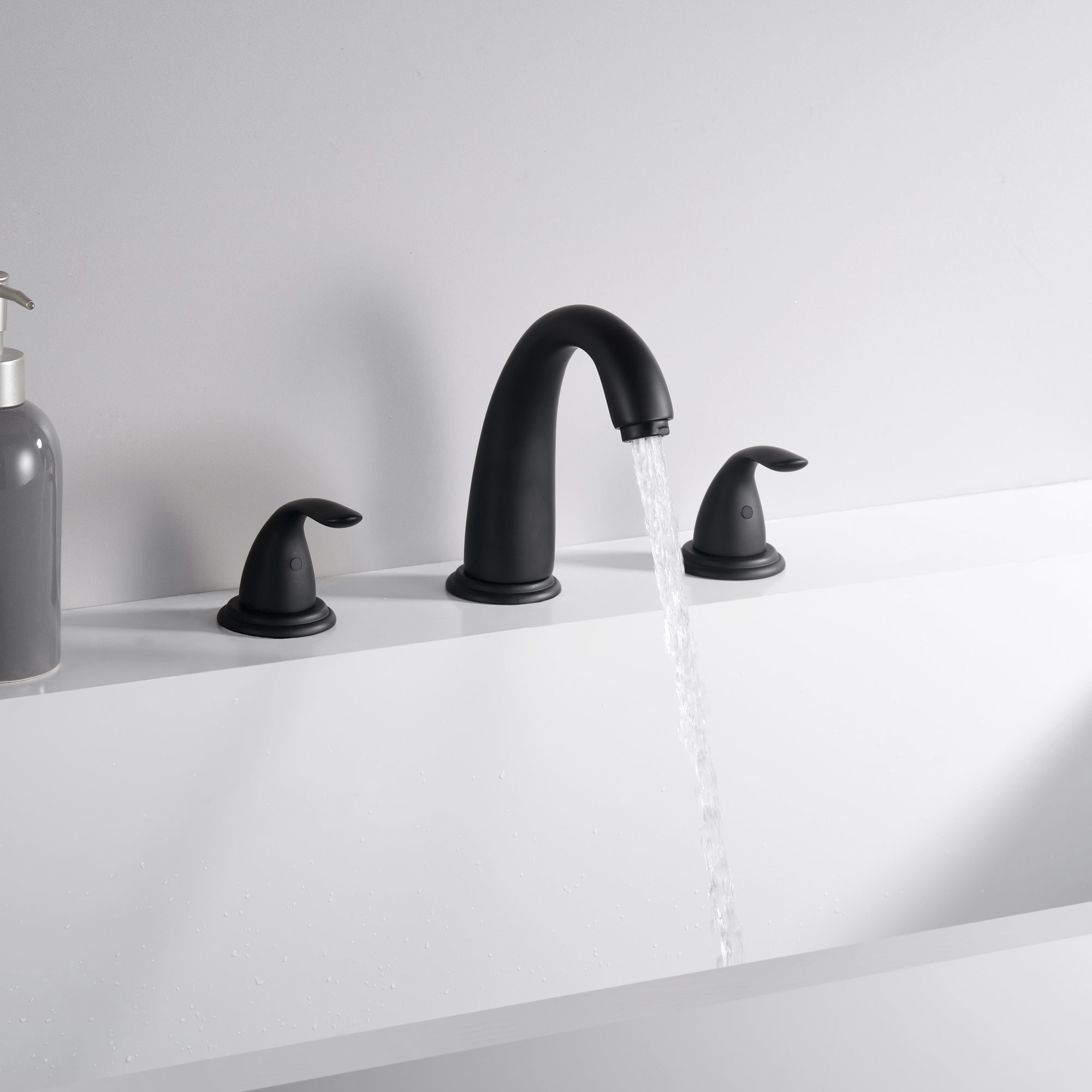 Two Handle Matte Black Roman Tub Faucet with Valve, High Flow 3 Hole Deck Mount Bathtub Faucet