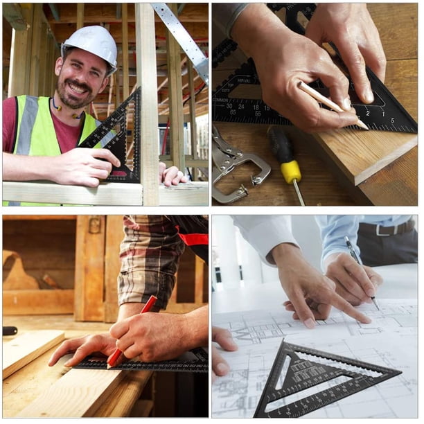 ANYEFY Ruler, 12 Inches Aluminum Alloy Triangle Shape Square Ruler