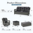thumbnail image 3 of Mvpipi Outdoor Patio Furniture Set with Swivel Chairs and Ottoman, 6 Pieces All-Weather Wicker Patio Conversation Sets with Sofa and Coffee Table for Backyard, Porch, Balcony, Gray, 3 of 9