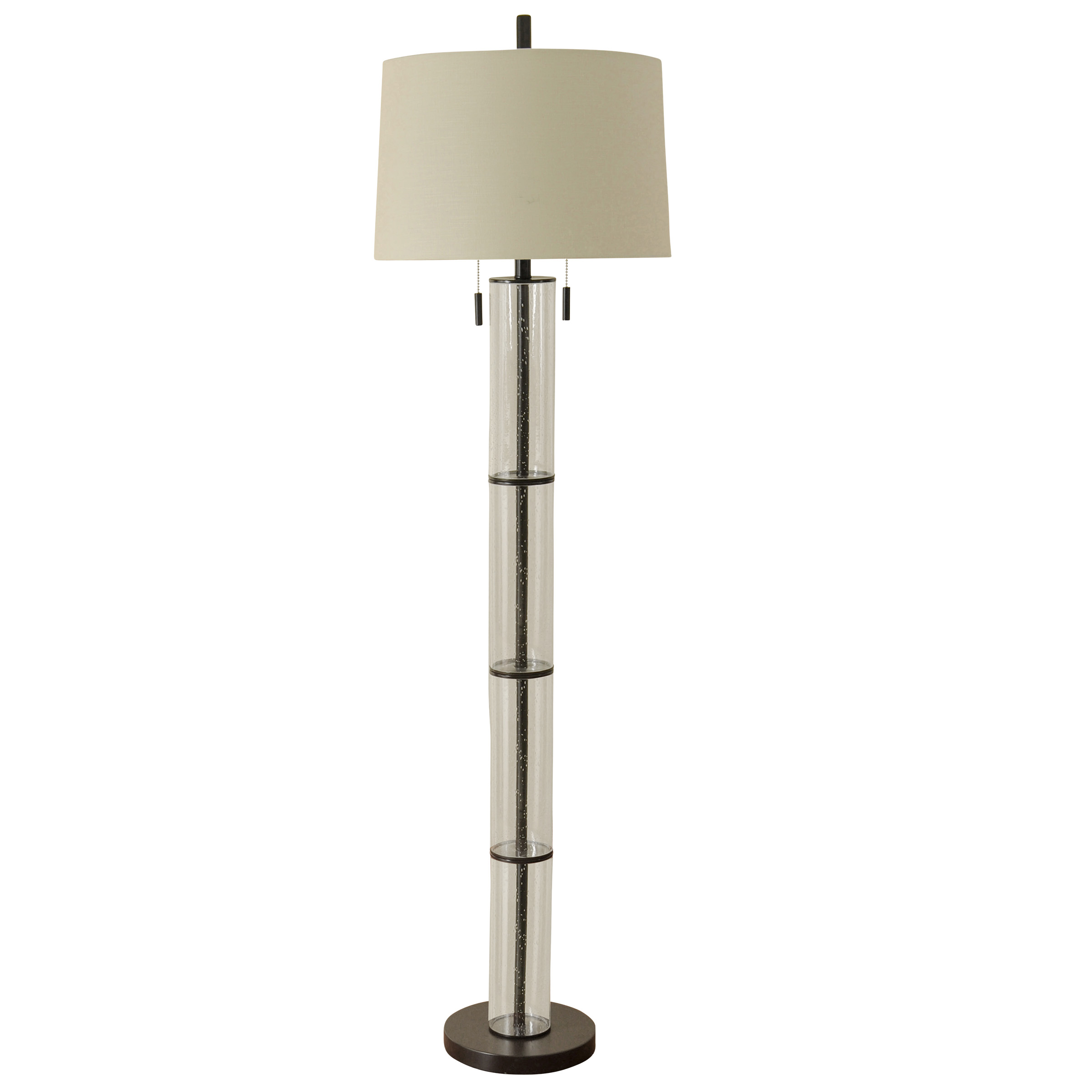 Terra Floor Lamp with Clear Seeded Glass Encased Stem Oil Rubbed