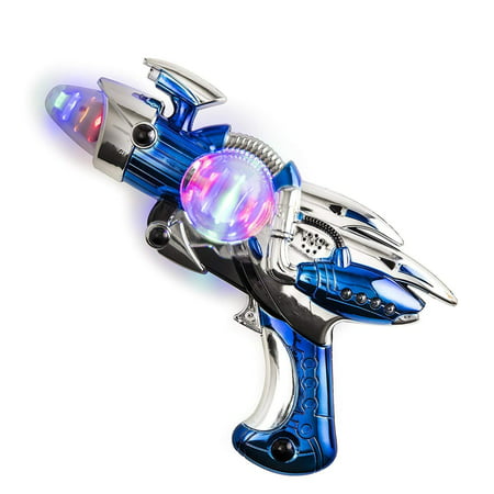 Toy Gun – Blue Light-Up Noise Blaster 11 ½ Inches Long With Cool And Fun Super Spinning Space Style – For Novelty And Gag Toys, Party Favor, Party Bag Stuffer, Party Giveaway, Gift Ideas- By Kidsco