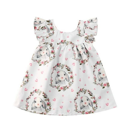 

Easter Toddler Kids Baby Girls Rabbit SleevelesTutu Dress Princess Party Dresses