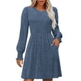 thumbnail image 2 of Xdegoge Sweater Dress for Women V Neck Long Sleeve Ribbed Knit Midi Dresses Cozy Winter Flowy Dressy Casual A Line Flare Elegant Sweaters Dresses with Pockets, 2 of 7