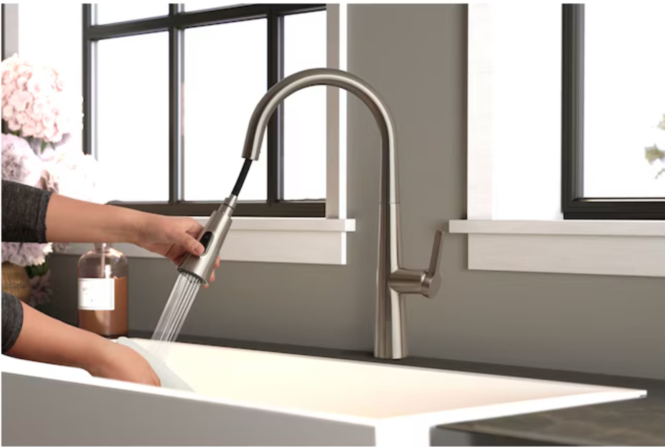 allen + roth Bryton Stainless Steel Single Handle Pull-down Kitchen Faucet