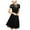 Black, variant on Womens Crew Neck Long Sleeve Spring Fall Dresses,Women's Summer Casual Solid Color O-neck Side Zipper Short-sleeve Stitching Lace With A-line Dress Black