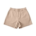 thumbnail image 7 of Landzoo Shorts For Women Solid Color Zip Front With Pockets Summer Breathable Women Shorts Size L Beige, 7 of 7