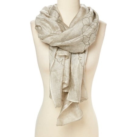 Cream Scarfs for Women Winter Fashion Style Warm and Cozy Shimmer Neck Scarves for Women Silk and Viscose Scarf Gift Ideas for Ladies and Girls Sparkly Party wear Summer Fall Accessory by Oussum