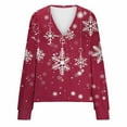 thumbnail image 4 of Women's Christmas Print Cardigan Santa Claus Graphic Button Down V-Neck Festive Holiday Wear Cozy Seasonal Celebration Sweater, 4 of 5