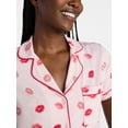 thumbnail image 3 of Joyspun Women's Dreamy Soft Collection Notch Top and Shorts Valentine's Day Pajama Set, 2-Piece, Sizes XS-3X, 3 of 6