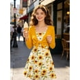 thumbnail image 5 of Lanbubble Girls Dresses Adjustable Strap Print Cami Dress With Cardigan 2 Piece Set Sunflower Dress For Girls 7-14T, 5 of 8