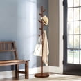 thumbnail image 5 of WOOW DEPOT Large Wood Coat Rack Heavy Duty Freestanding Clothes Hanger Stand w/ Stable Base & 8 Bud Shaped Hooks for Corner Entryway Hallway Bedroom, 5 of 9