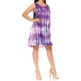 thumbnail image 4 of Sakkas Marta Women's Casual Summer Tie Dye Flowy Boho Maxi Sleeveless Dress Loose - 362107-Purple - One Size, 4 of 5