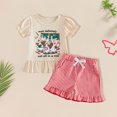 thumbnail image 2 of Gubotare Toddler Girls Summer Outfits Toddler Girl Clothes Ruffle Floral Embroidery Shirt and Shorts Set 6 9 12 18 24 Months 2T 3T 4T 5T (Beige,2-3 Years), 2 of 3