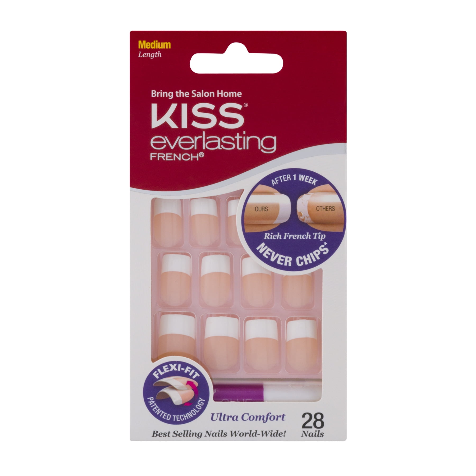 KISS Everlasting French Nail Kit, Medium Length 28 ea ...