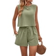 thumbnail image 2 of LYMAYTER Women's Linen 2-Piece Set‌ Sleeveless Tank & High Waist Shorts Fashions Comfort S-XL, 2 of 9