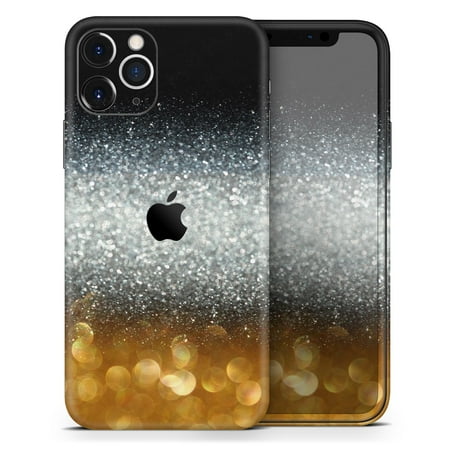 Unfocused Silver Sparkle with Gold Orbs - DesignSkinz Protective Vinyl Decal Wrap Skin Cover compatible with the Apple iPhone X (Full-Body, Screen Trim & Back Glass Skin)