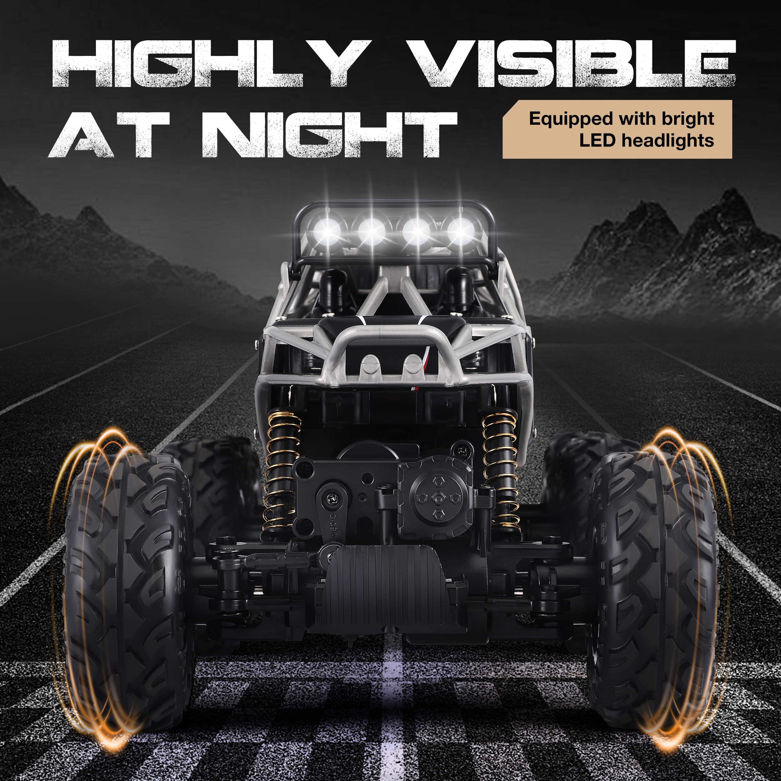 AMTPM 1:12 Large RC Cars,4WD Large Remote Control Monster Truck 2.4 GHz Alloy RC Cars for Kids Adults Age 6 + Birthday Gifts ，2 Batteries(Black)