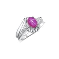 thumbnail image 4 of RYLOS Rings for Women 14K White Gold Swirl Z Ring 7X5MM Oval Gemstone &  Diamond Rings July Star Ruby Jewelry Size 9, 4 of 8