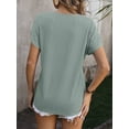 thumbnail image 5 of Summer New Women's V-neck Chain Jacquard Top Short-sleeved T-shirt, 5 of 6