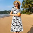 thumbnail image 4 of Balery Happy Football Vestidos sueltos de manga corta para mujer, vestidos de verano 2025, vestidos casuales de corte A con vuelo., 4 of 6