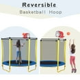 thumbnail image 3 of 5.5FT Mini Round Trampoline for Kids, Indoor Outdoor Trampoline with Enclosure Net, Basketball Hoop and Ball, Toddler Small Trampoline Gifts for Boy and Girls, 220 lbs Weight Capacity, Yellow, 3 of 7