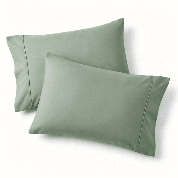 AUQ Queen Pillow Cases Set of 2 - Sage Green Brushed Microfiber Pillowcase 2 Pack,Super Soft and Cozy Pillow Case Covers with Envelope Closure for Kids,Wrinkle,Fade Resistant,20X30"Es