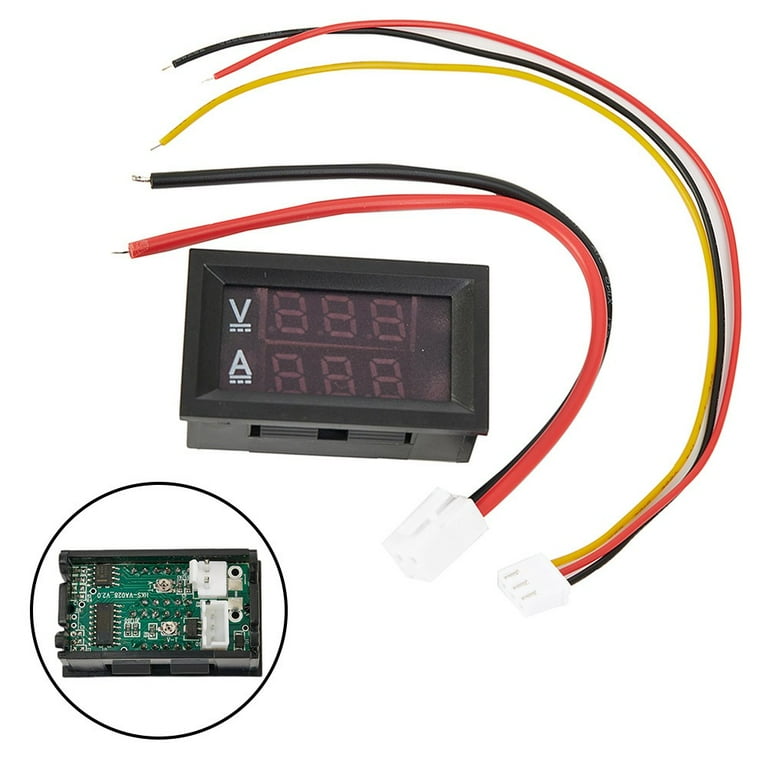 ROBOWAY Mini Digital Voltmeter Ammeter 100V 10A Panel Amp Voltage Current  Tester Detector 0.56 Dual LED Display Auto Car, Connection, Adjustment
