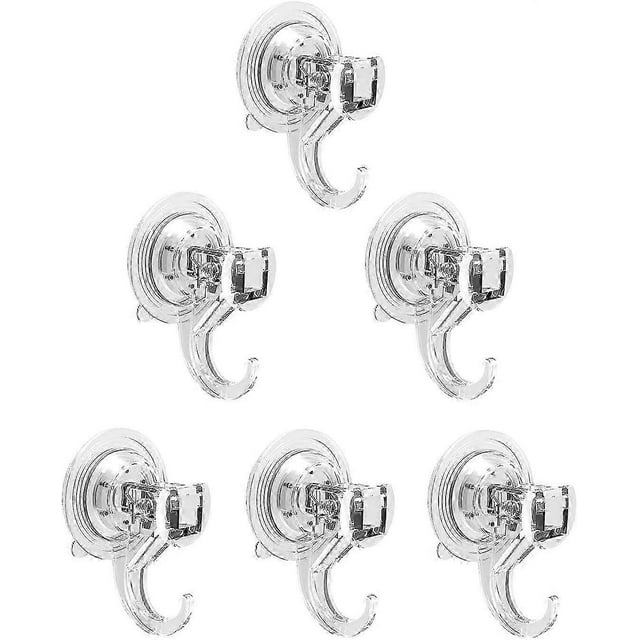 6-Pack Powerful Suction Hooks for Multi-purpose Use - Push and Lock Design