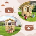 thumbnail image 7 of Outdoor Playhouse, Wooden Playhouses for Kids Ages 4-8 with Working Door, Windows, Flowers Pot Holder, 39" x 38" x 55.5", 7 of 7
