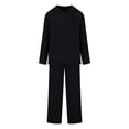 thumbnail image 4 of HAPIMO Women's 2pc Outfits Sweatsuit Loose Lounge Sets Crew Neck Solid Pullover Clothing Fashion Autumn Spring Wide Leg Pants Long Sleeve Shirts Girls Black XL, 4 of 8